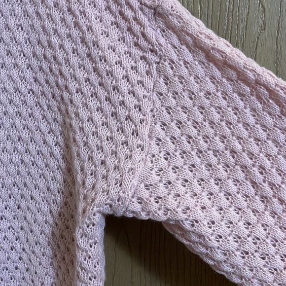 Pink crochet light bottom ribbed sweater - Picture 3 of 3